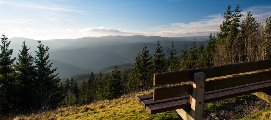 Ausblick Thüringer Wald mit Bank